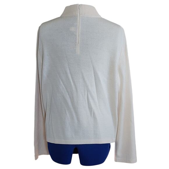 St. John Sport Cream Long Sleeve Turtleneck Sweater, Size Large - Picture 2 of 8